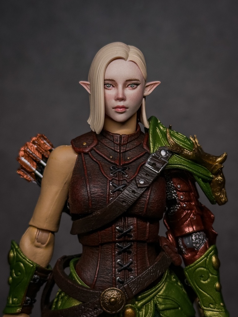 【カスタムヘッド】HF002 ファンタジー女性 エルフ （mythic legionsなどファンタジーフィギュア向け　1/10〜1/12スケール向け）