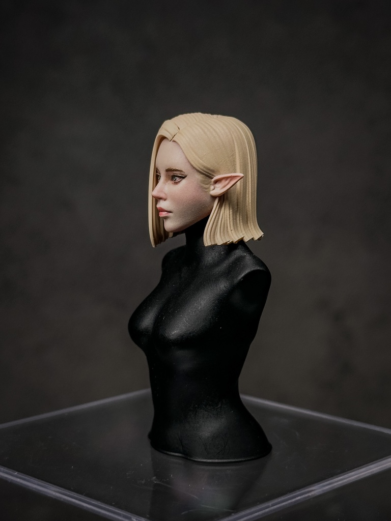 【カスタムヘッド】HF002 ファンタジー女性 エルフ (mythic legionsなどファンタジーフィギュア向け 1/10〜1/12スケール向け)