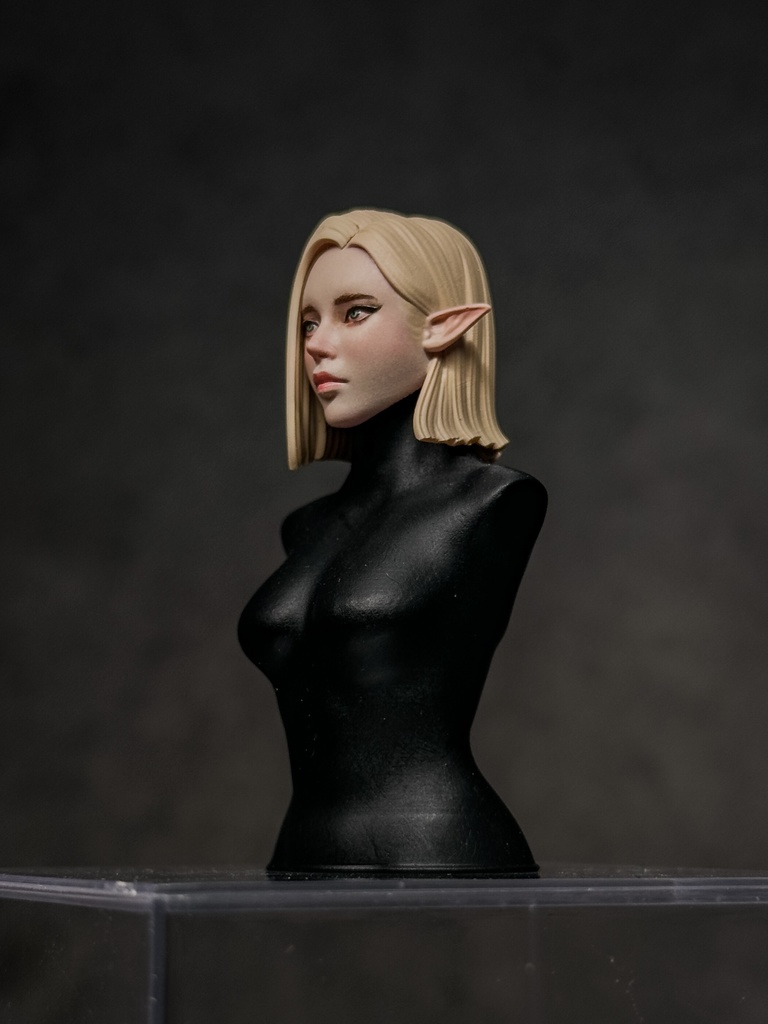 【カスタムヘッド】HF002 ファンタジー女性 エルフ (mythic legionsなどファンタジーフィギュア向け 1/10〜1/12スケール向け)