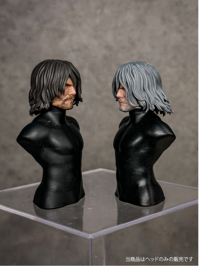 【カスタムヘッド】男性ヒューマン 灰銀の騎士 / 暁の将軍(mythic legionsなどファンタジーフィギュア向け 1/10〜1/12スケール向け)HM001