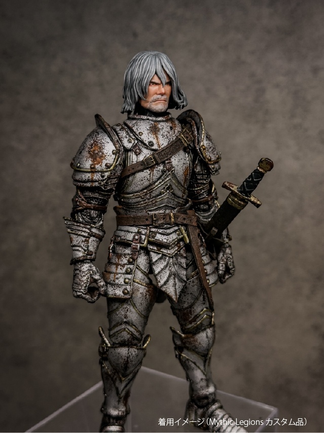 【カスタムヘッド】男性ヒューマン 灰銀の騎士 / 暁の将軍(mythic legionsなどファンタジーフィギュア向け 1/10〜1/12スケール向け)HM001