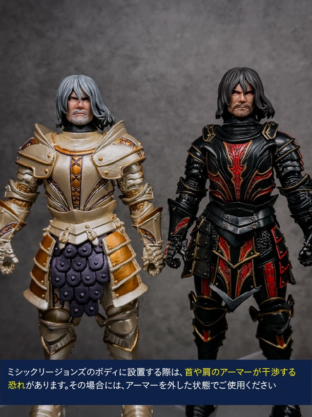 【カスタムヘッド】男性ヒューマン 灰銀の騎士 / 暁の将軍(mythic legionsなどファンタジーフィギュア向け 1/10〜1/12スケール向け)HM001