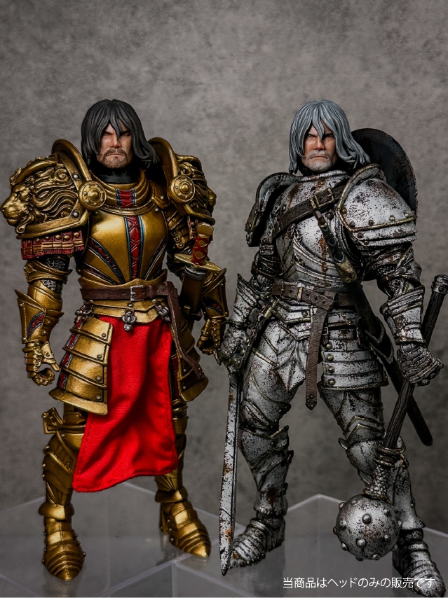 【カスタムヘッド】男性ヒューマン 灰銀の騎士 / 暁の将軍(mythic legionsなどファンタジーフィギュア向け 1/10〜1/12スケール向け)HM001