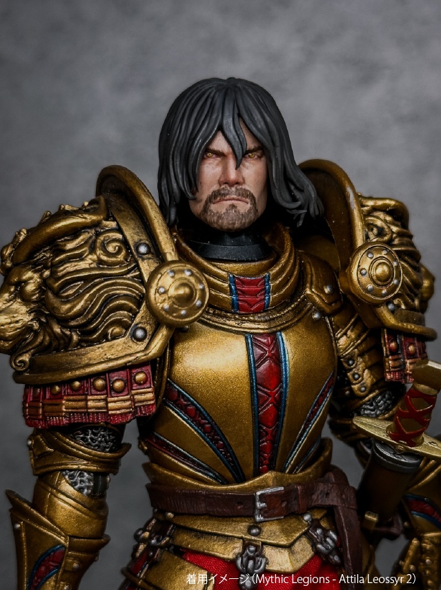【カスタムヘッド】男性ヒューマン 灰銀の騎士 / 暁の将軍(mythic legionsなどファンタジーフィギュア向け 1/10〜1/12スケール向け)HM001