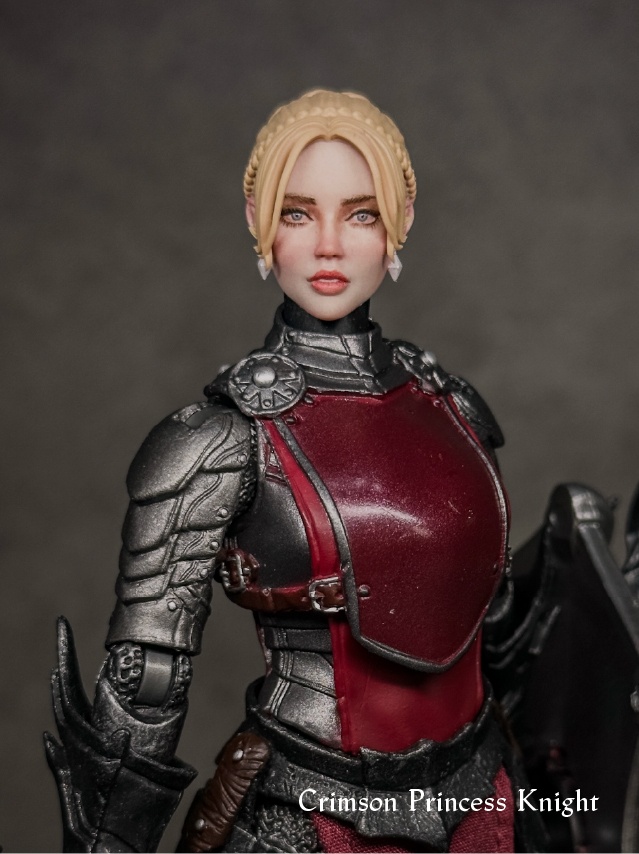 【カスタムヘッド】女性ヒューマンA 紅蓮の姫騎士(mythic legionsなどファンタジーフィギュア向け 1/10〜1/12スケール向け)HF004