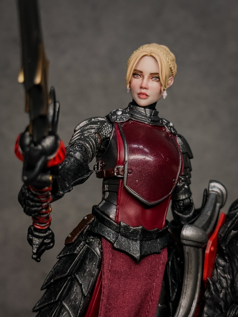 【カスタムヘッド】女性ヒューマンA 紅蓮の姫騎士(mythic legionsなどファンタジーフィギュア向け 1/10〜1/12スケール向け)HF004