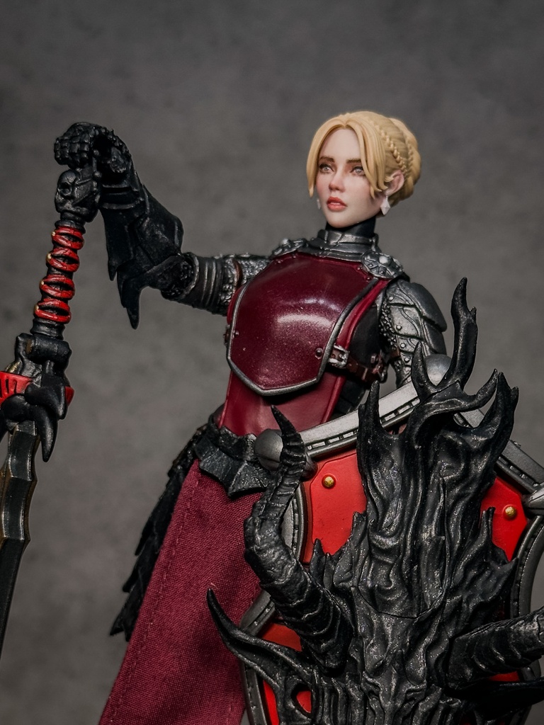 【カスタムヘッド】女性ヒューマンA 紅蓮の姫騎士(mythic legionsなどファンタジーフィギュア向け 1/10〜1/12スケール向け)HF004