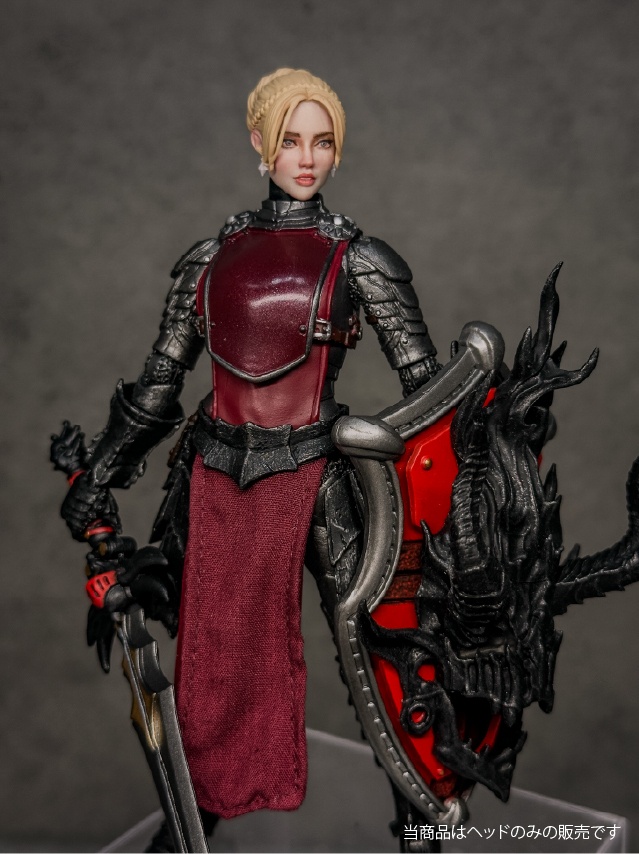 【カスタムヘッド】女性ヒューマンA 紅蓮の姫騎士(mythic legionsなどファンタジーフィギュア向け 1/10〜1/12スケール向け)HF004