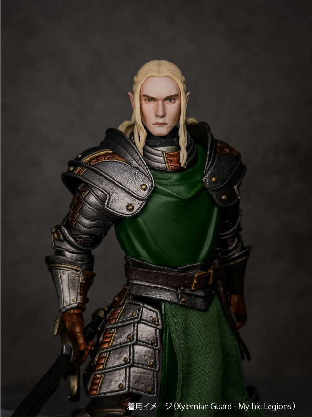 【カスタムヘッド】男性エルフ 緑風の貴公子 / 漆黒の吸血公(mythic legionsなどファンタジーフィギュア向け 1/10〜1/12スケール向け)HM002