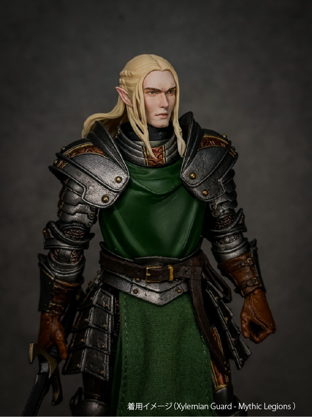 【カスタムヘッド】男性エルフ 緑風の貴公子 / 漆黒の吸血公(mythic legionsなどファンタジーフィギュア向け 1/10〜1/12スケール向け)HM002