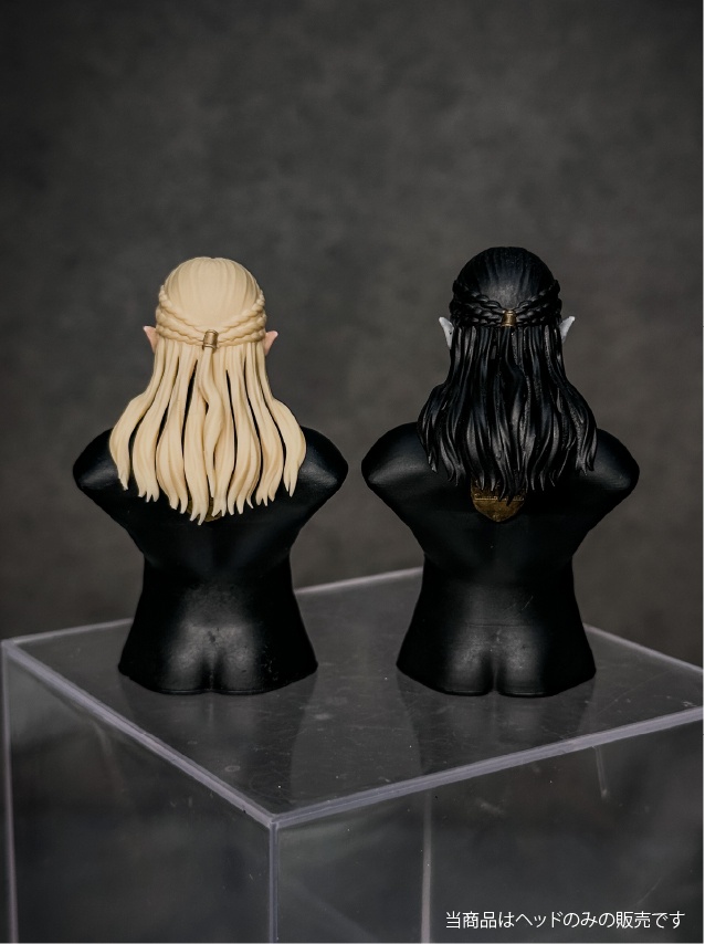 【カスタムヘッド】男性エルフ 緑風の貴公子 / 漆黒の吸血公(mythic legionsなどファンタジーフィギュア向け 1/10〜1/12スケール向け)HM002
