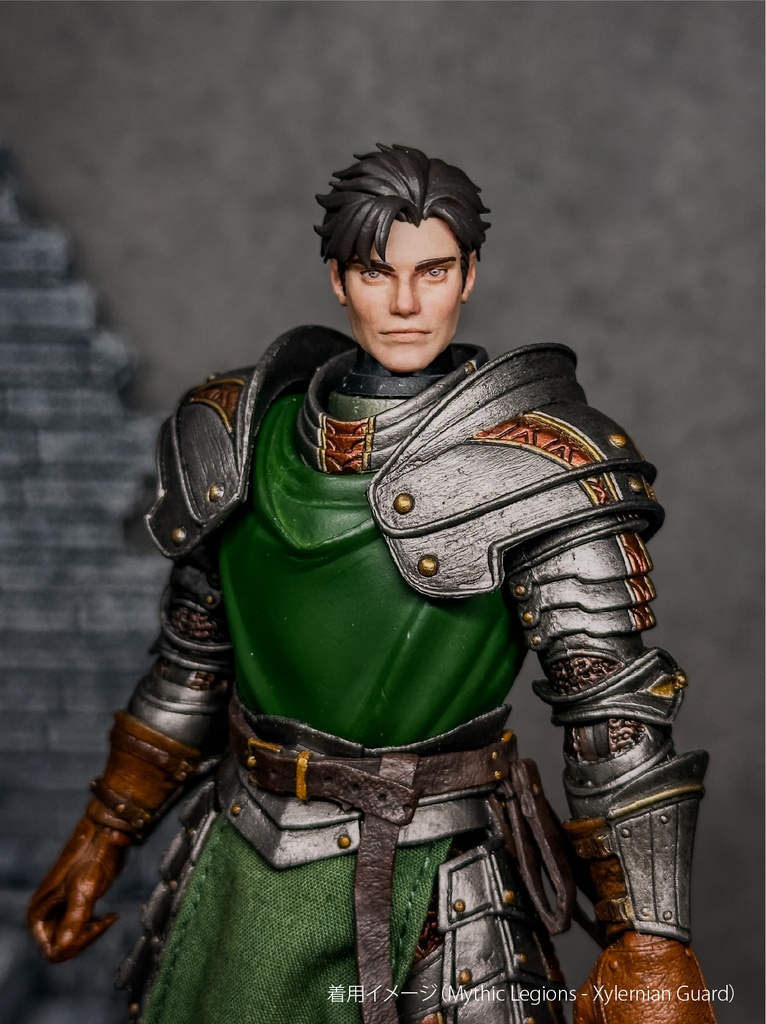 【カスタムヘッド】 男性ヒューマンB 不屈の戦士(mythic legionsなどファンタジーフィギュア向け 1/10〜1/12スケール向け)HM003