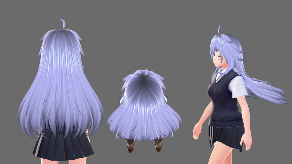 【VRoid】ボリューミーロングヘアー 前髪3種【ヘアプリセット】