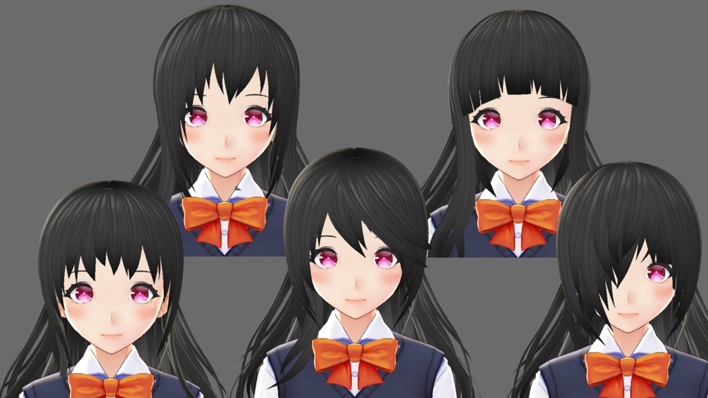 【vroid】編み込みロングヘアー 前髪5種【ヘアプリセット】