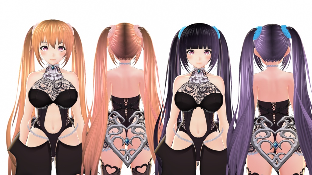 【vroid】ロングツインテール2 前髪 2種【ヘアプリセット】