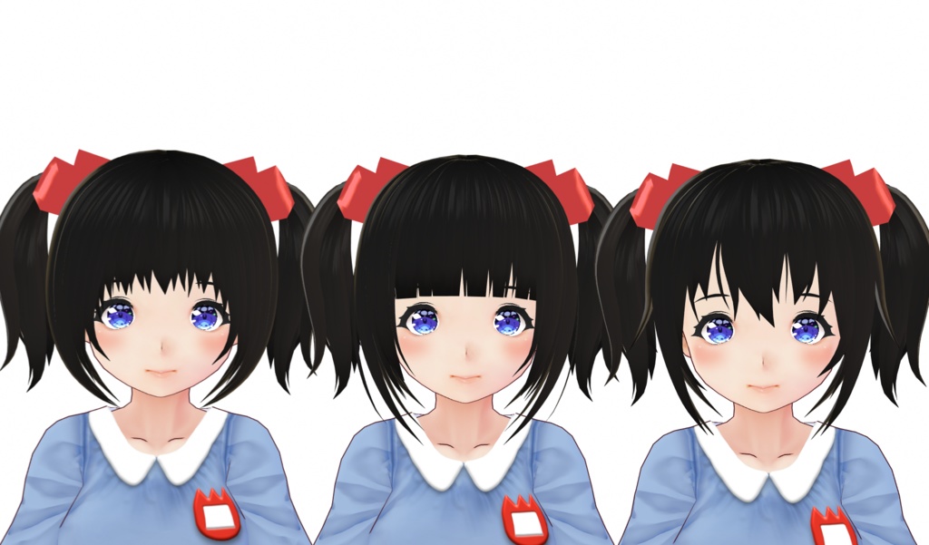 【vroid】ツインテール ショートver 前髪 3種【ヘアプリセット】