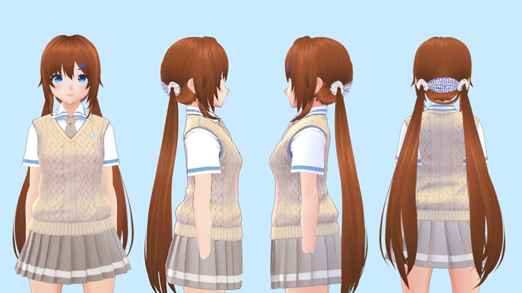 【無料】おしとやかローツインテール【ヘアプリセット】