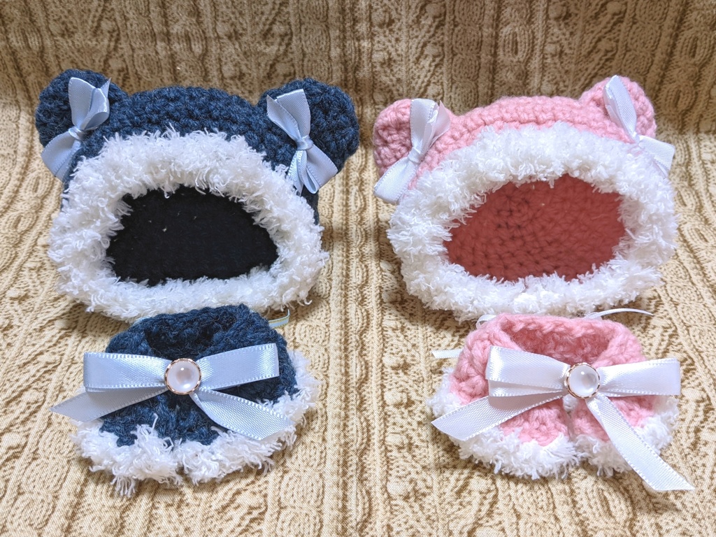 まほやく ぬい服 くまみみ帽子+ケープ(紺・ピンク)