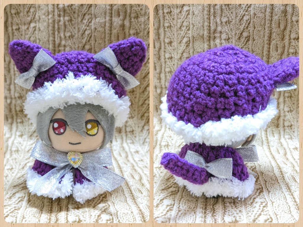 まほやく ぬい服 ねこみみ帽子+ケープ(紫・黒)