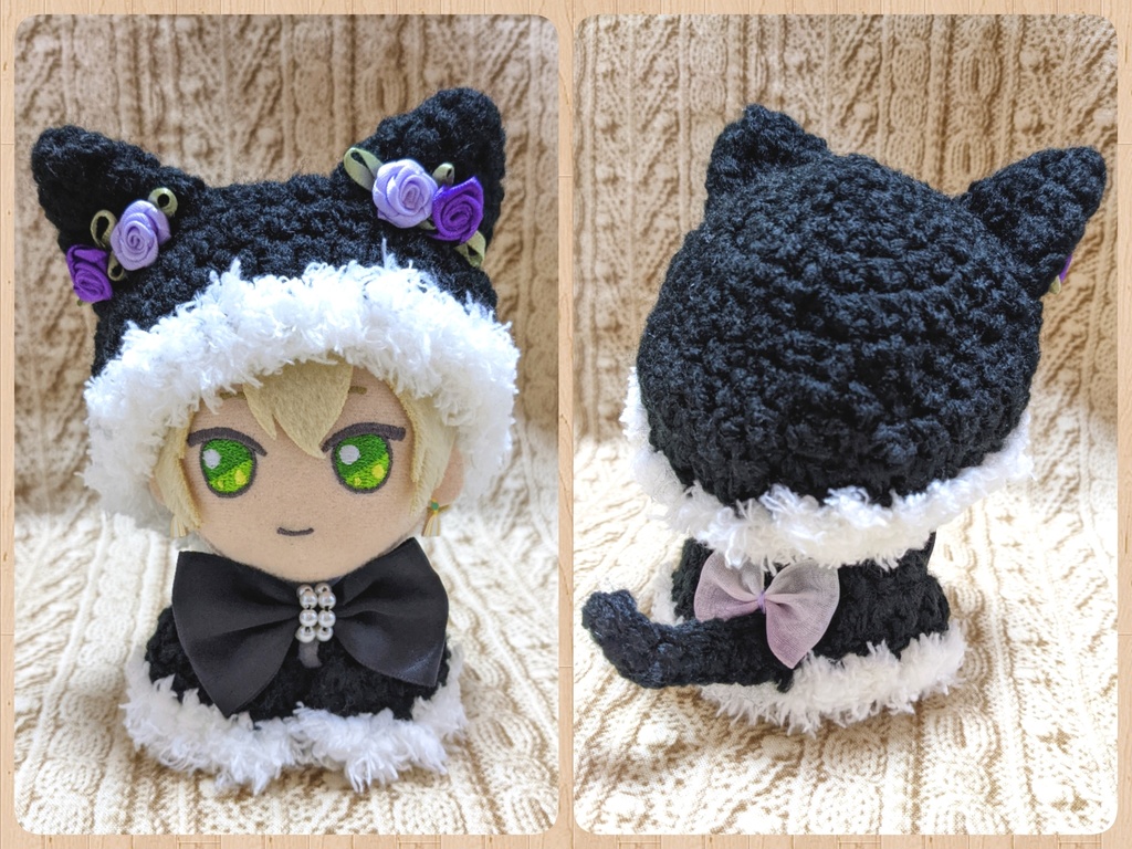 まほやく ぬい服 ねこみみ帽子+ケープ(紫・黒)