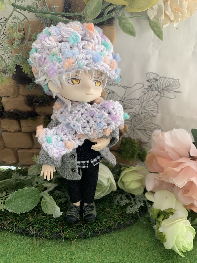 ぽこぽこキャスケットとマフラーセット