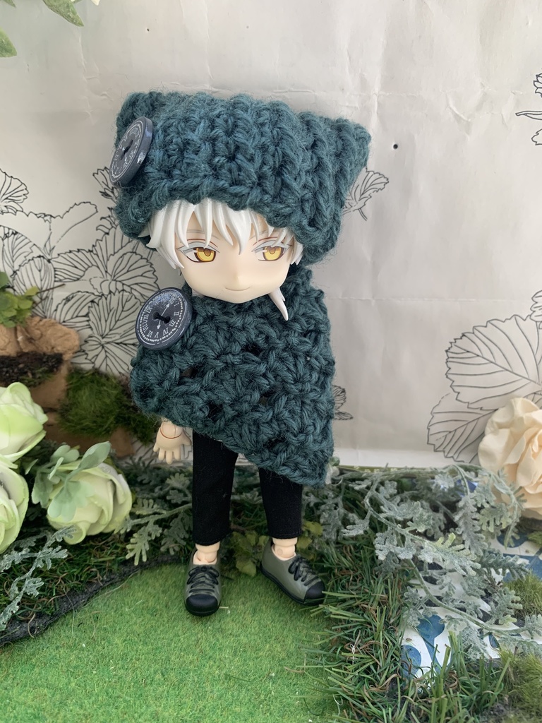 秋色ネコミミ帽子とストールセット