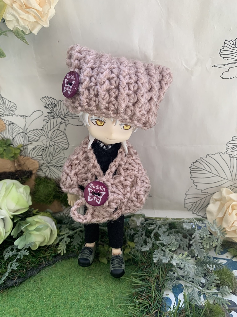 秋色ネコミミ帽子とストールセット