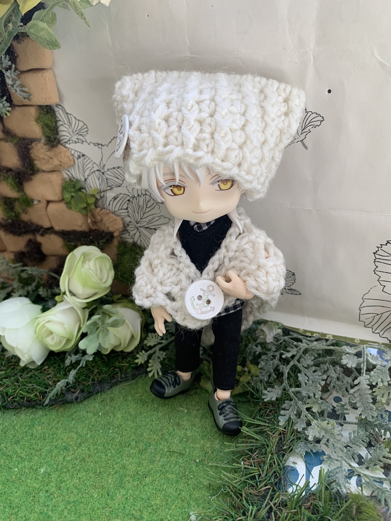 秋色ネコミミ帽子とストールセット