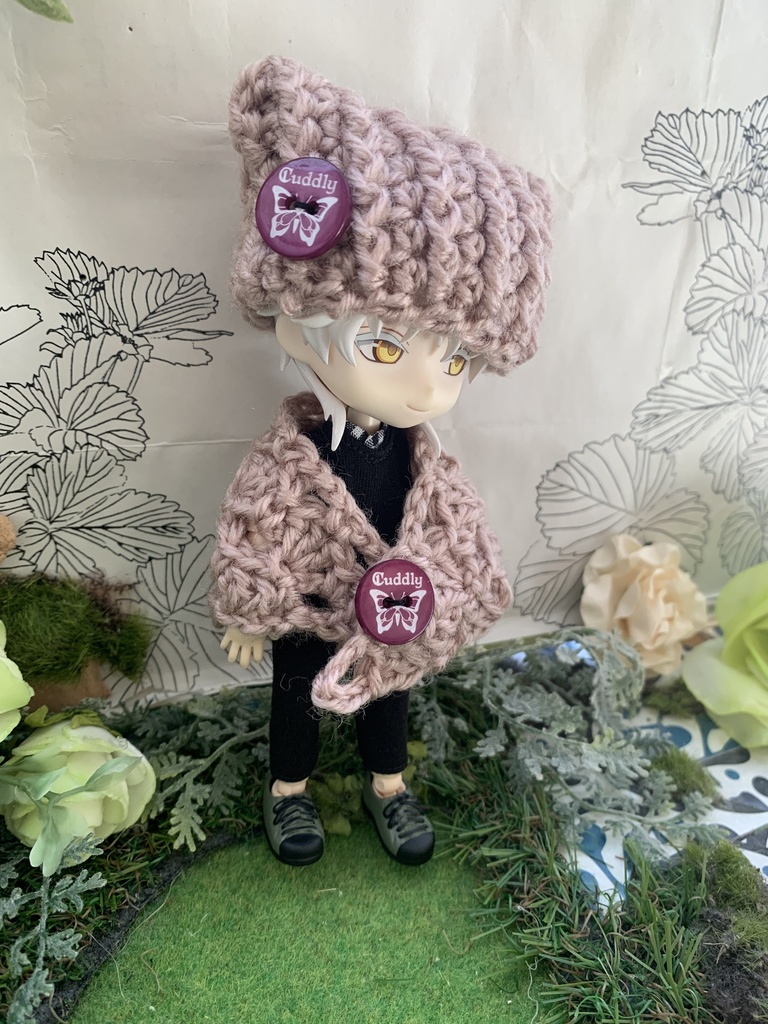 秋色ネコミミ帽子とストールセット