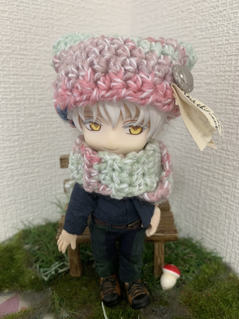 猫耳帽子とマフラーセットカラフル