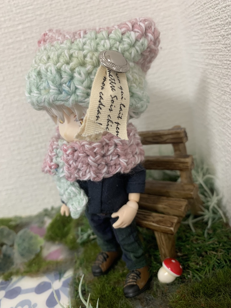 猫耳帽子とマフラーセットカラフル