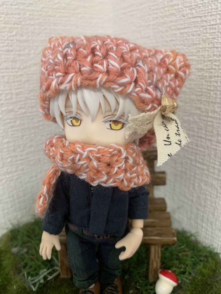 猫耳帽子とマフラーセットカラフル