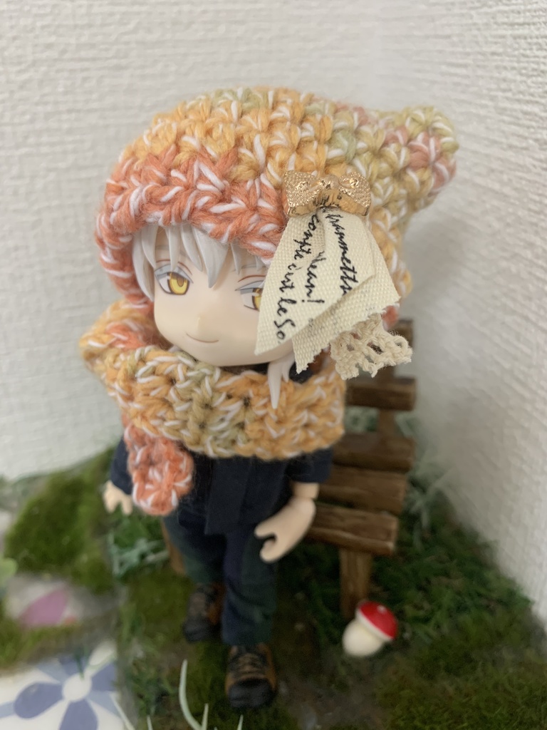 猫耳帽子とマフラーセットカラフル