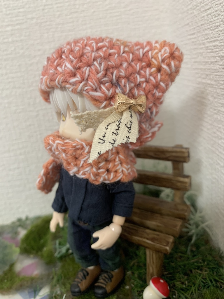 猫耳帽子とマフラーセットカラフル