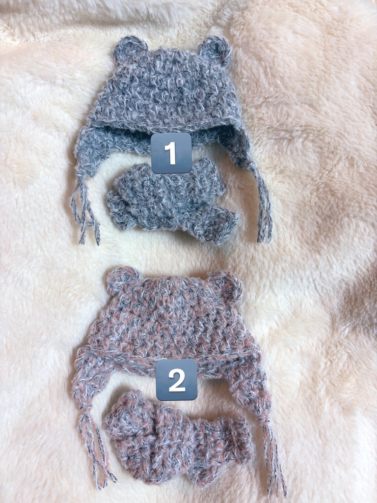 土偶ちゃん用クマ耳ネコ耳帽子マフラーセット