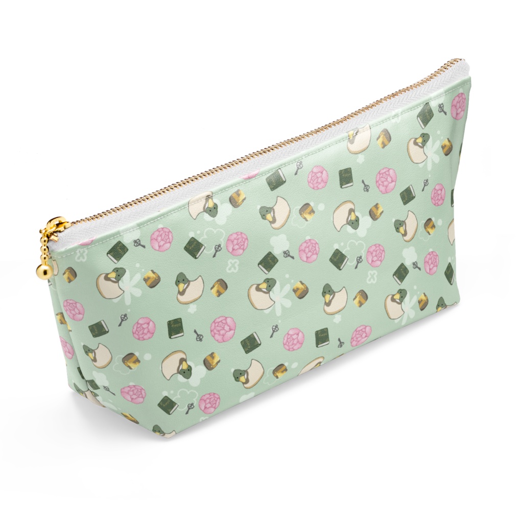 鴨のパターン柄ポーチ