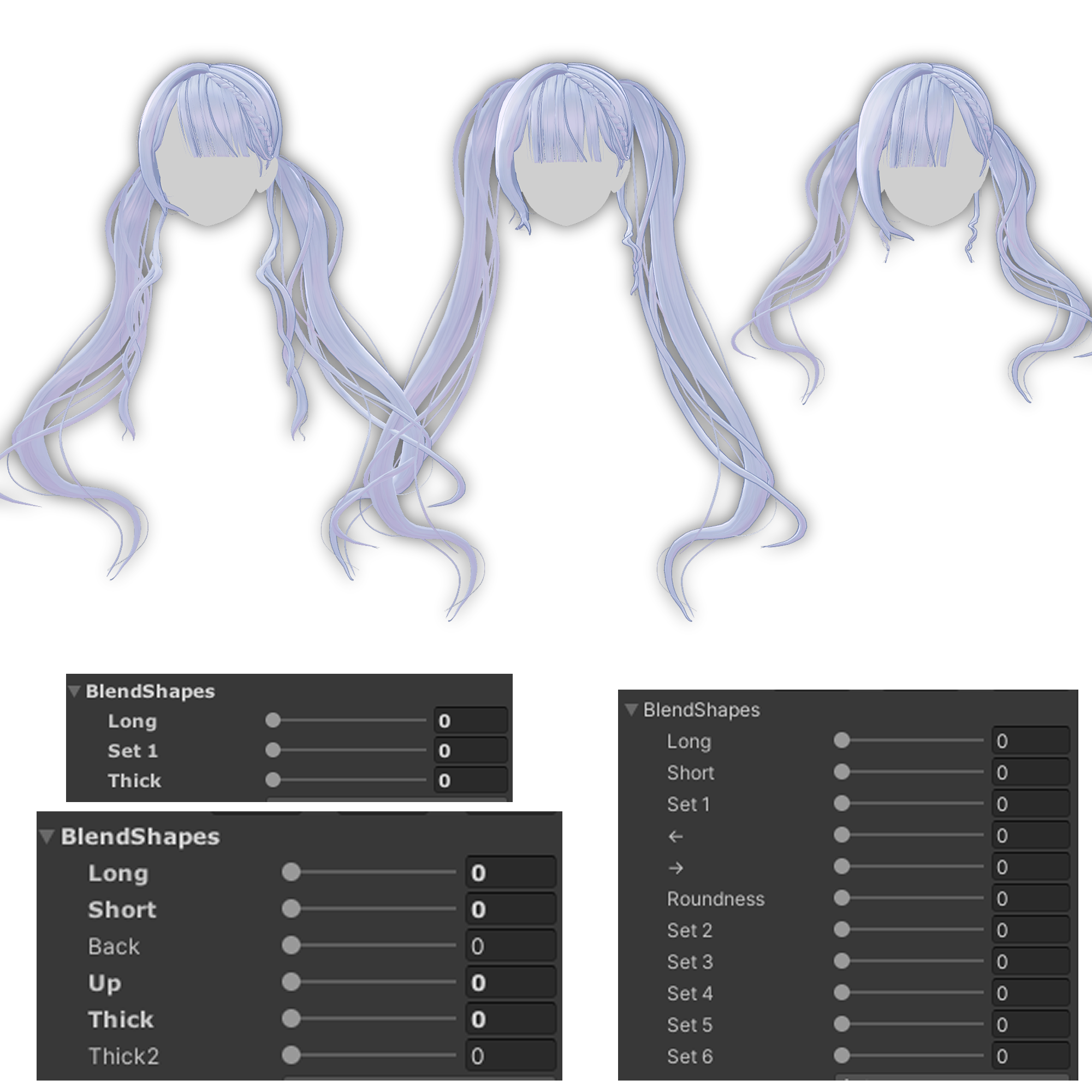 🖤 2WAY HIP & Lovely Sidetail/Twintail Hair - For Kikyo【桔梗】 - Violet - BOOTH