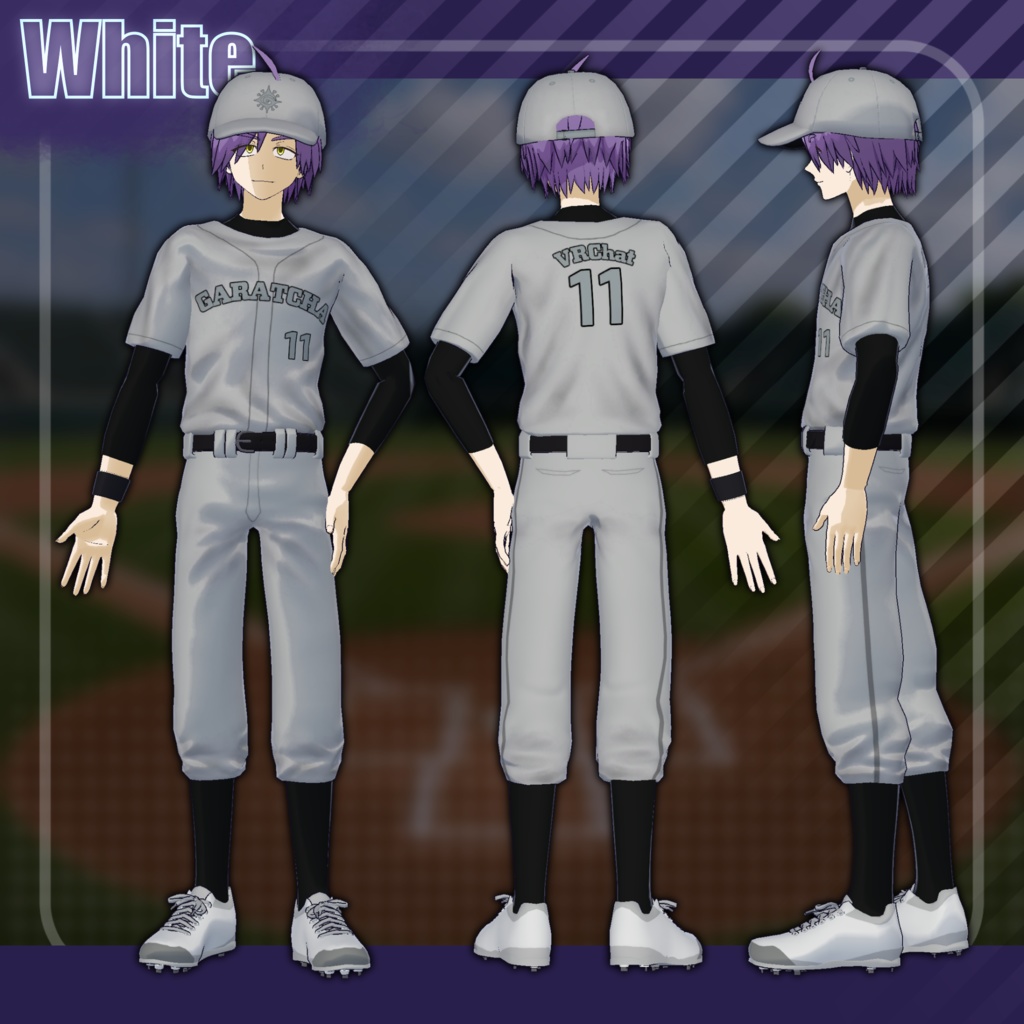 【VRC想定衣装】ベースボールユニフォームセット【バメッサ対応】