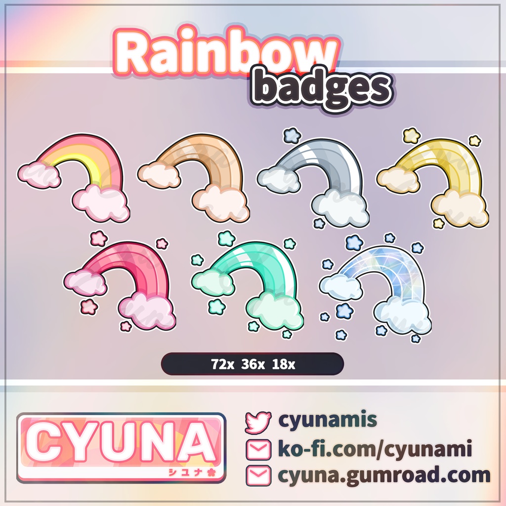 Cute Rainbow Badges Set