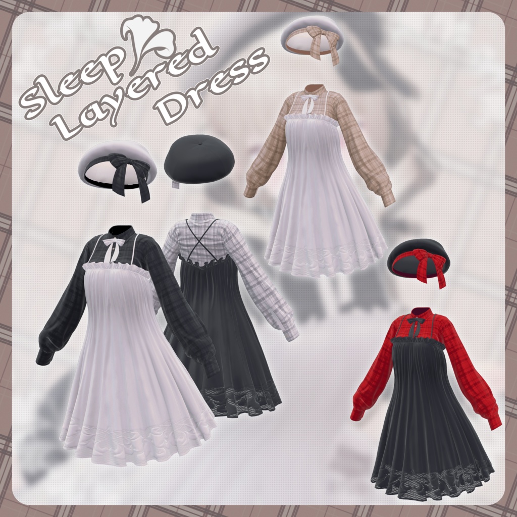 【20-Avatars】☆発売記念セール開催中☆Sleep Layered Dress-ぽやしみレイヤードワンピース【しなの輝夜ラムネまよ対応】