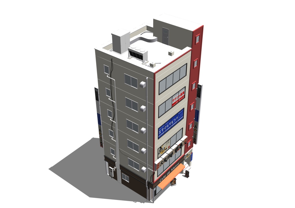 【3D素材】繁華街ビル01【.fbx】