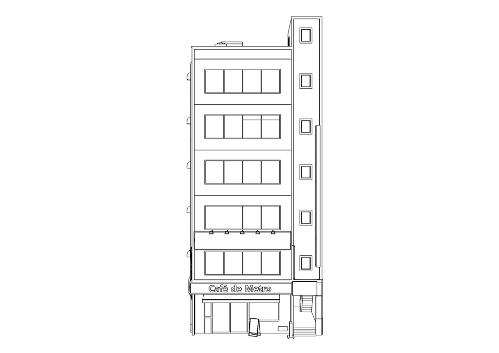【3D素材】繁華街ビル01【.fbx】