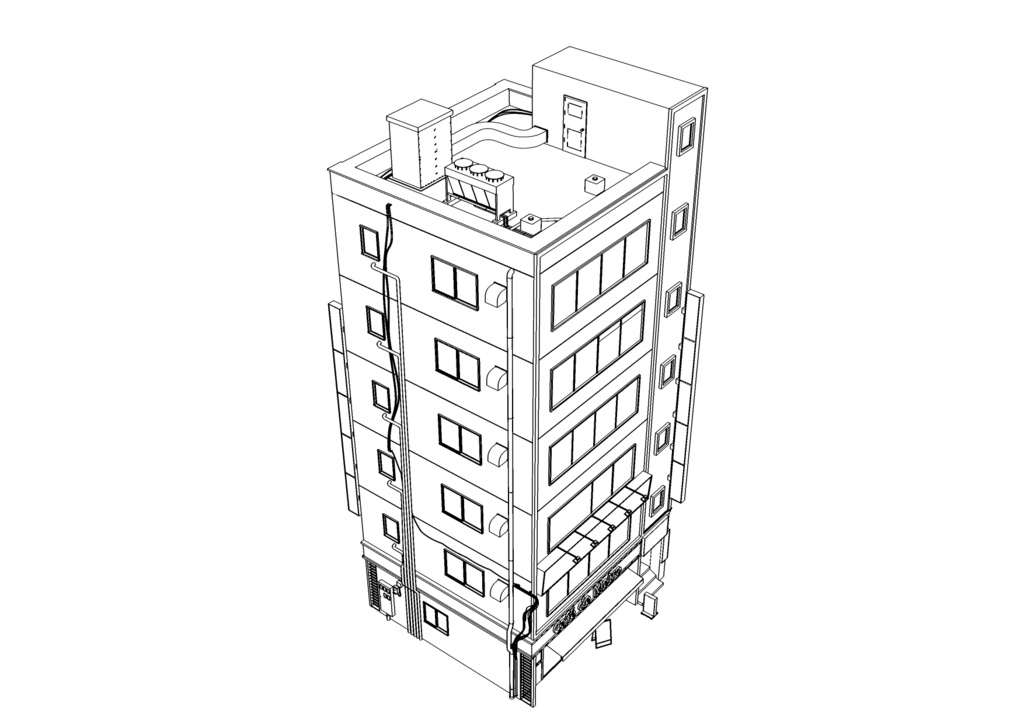 【3D素材】繁華街ビル01【.fbx】