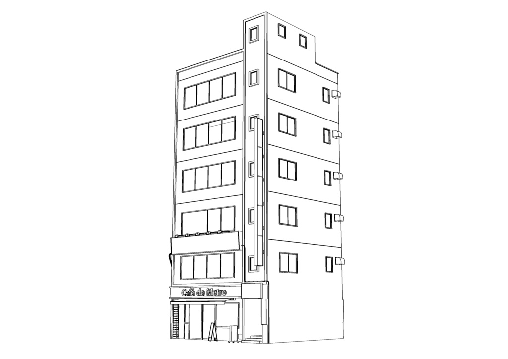 【3D素材】繁華街ビル01【.fbx】