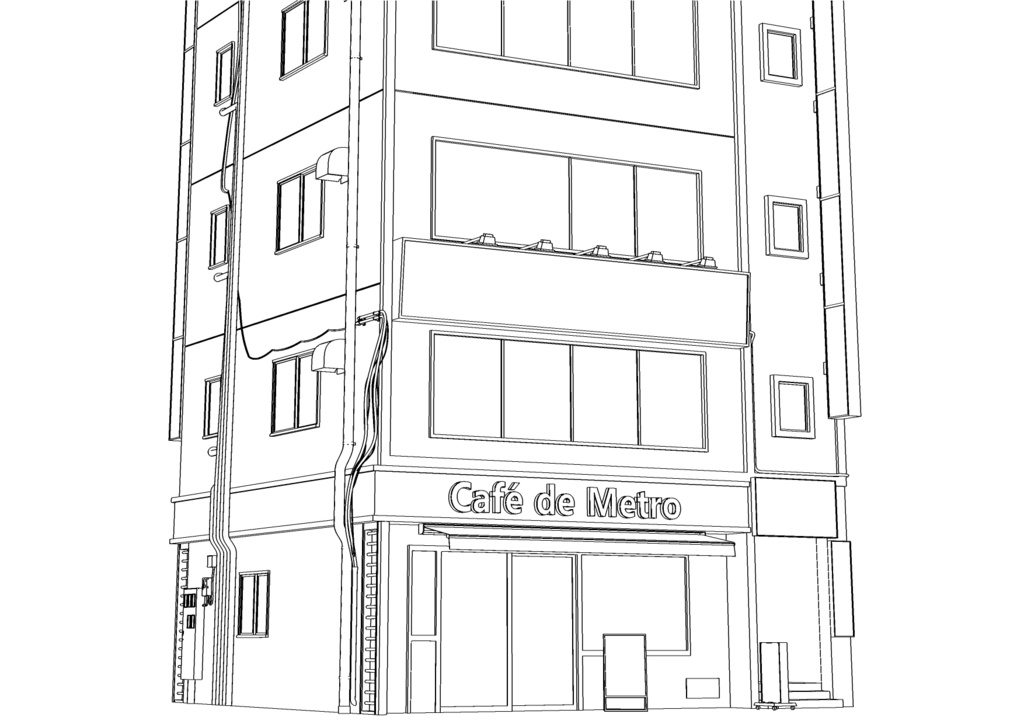 【3D素材】繁華街ビル01【.fbx】