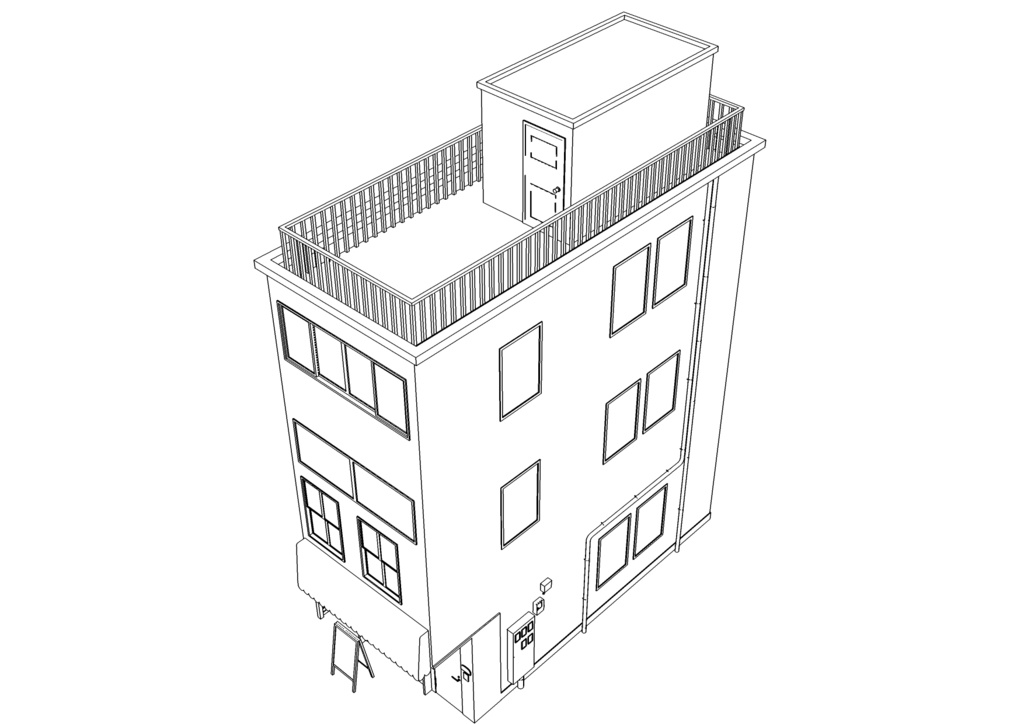 【3D素材】繁華街ビル02【.fbx】