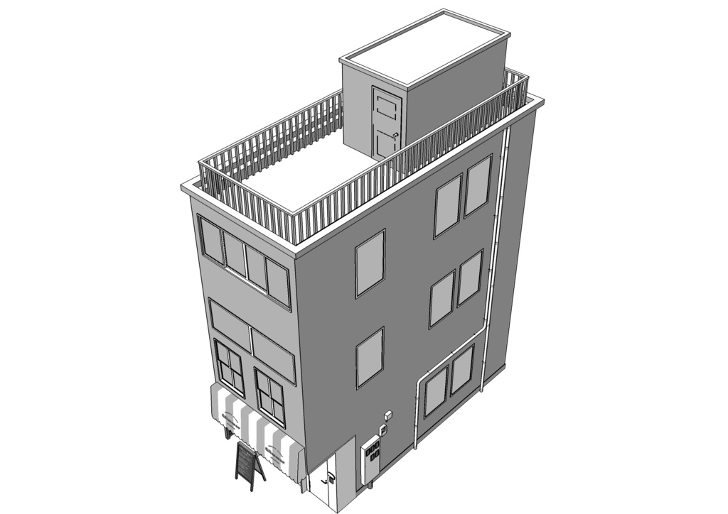 【3D素材】繁華街ビル02【.fbx】