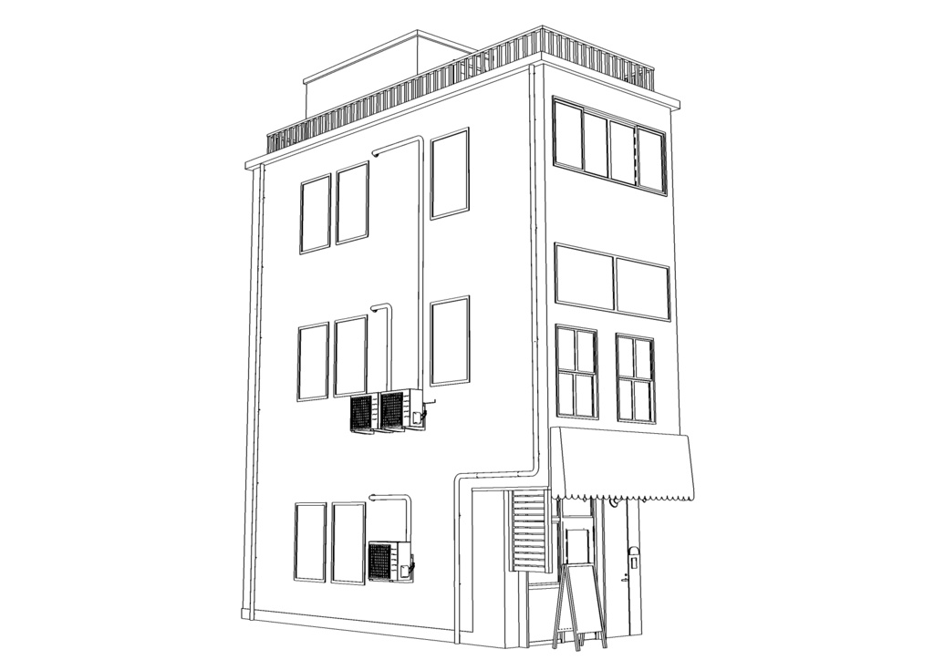 【3D素材】繁華街ビル02【.fbx】