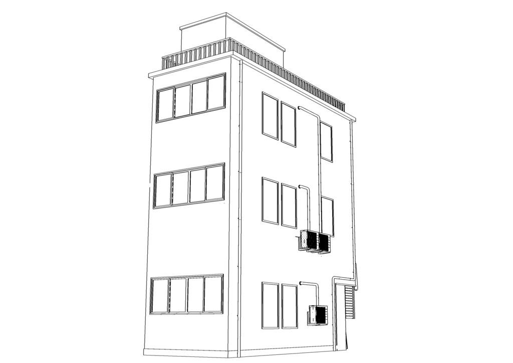 【3D素材】繁華街ビル02【.fbx】