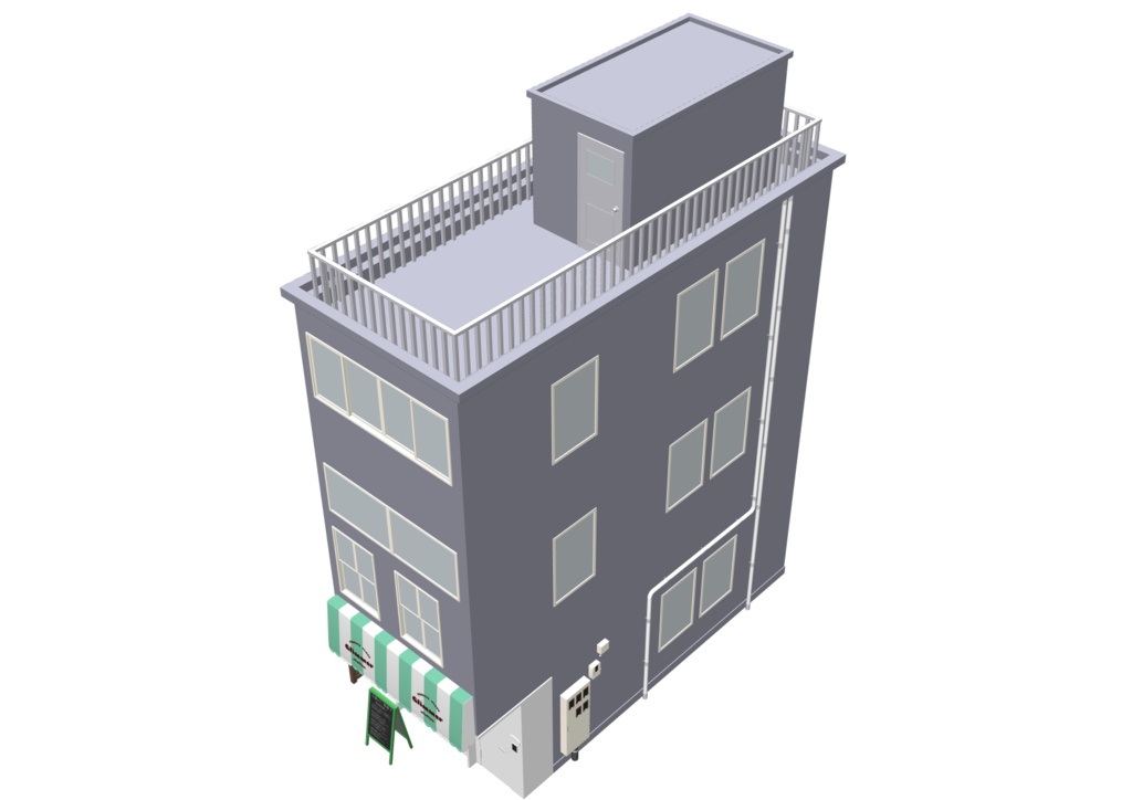 【3D素材】繁華街ビル02【.fbx】